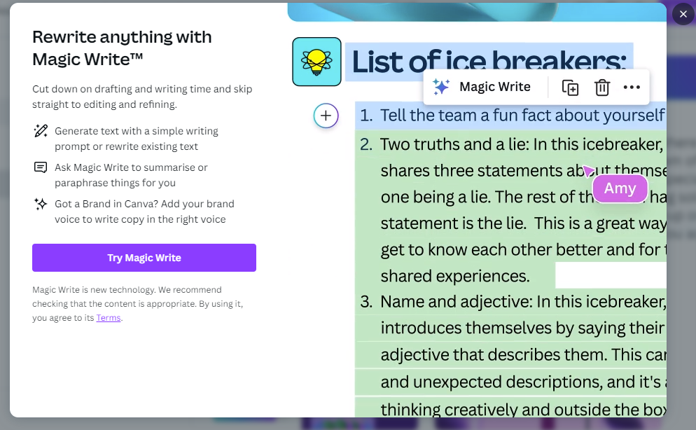 Canva Magic Write