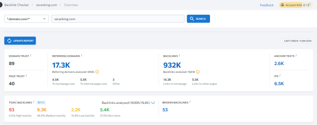 SE Ranking Backlink Checker