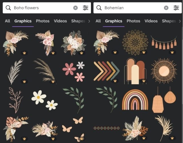 Boho Canva elements