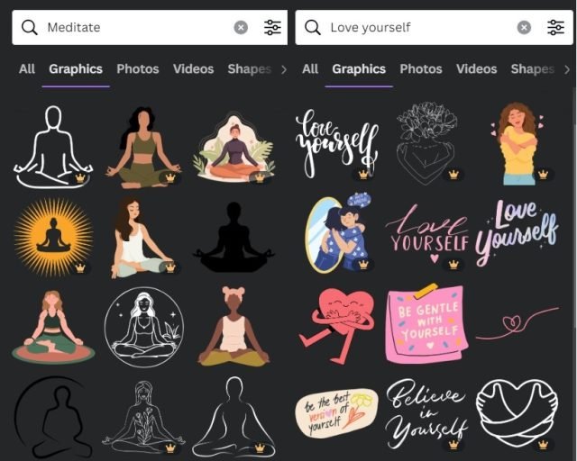 Canva Selfcare and Mental Health Elements