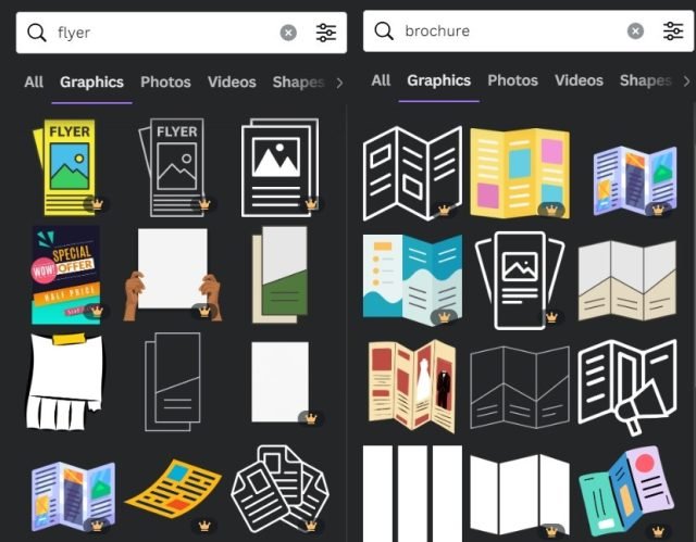 Canva keywords for flyer and brochure