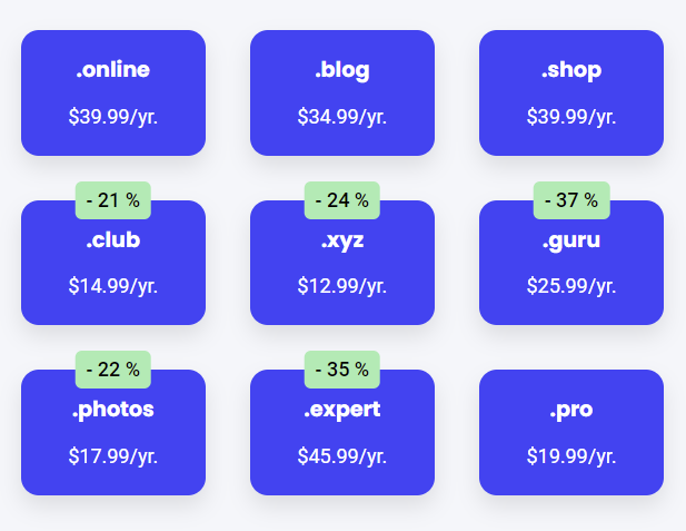 Discounted SiteGround domain names