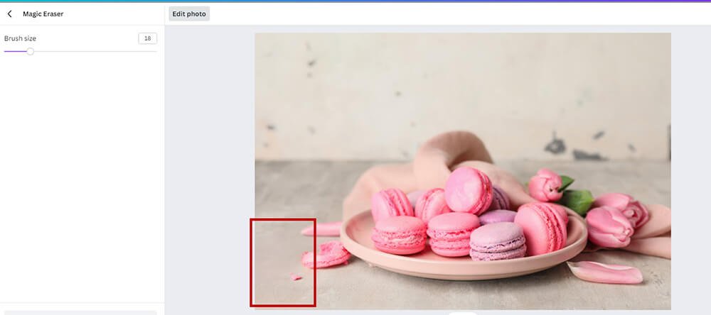 Part of an image is erased with the Canva Magic Eraser