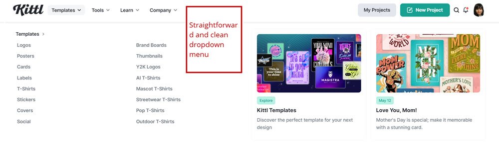 Kittl dashboard and interface