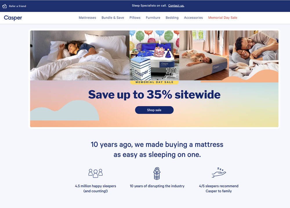 Website branding example Casper