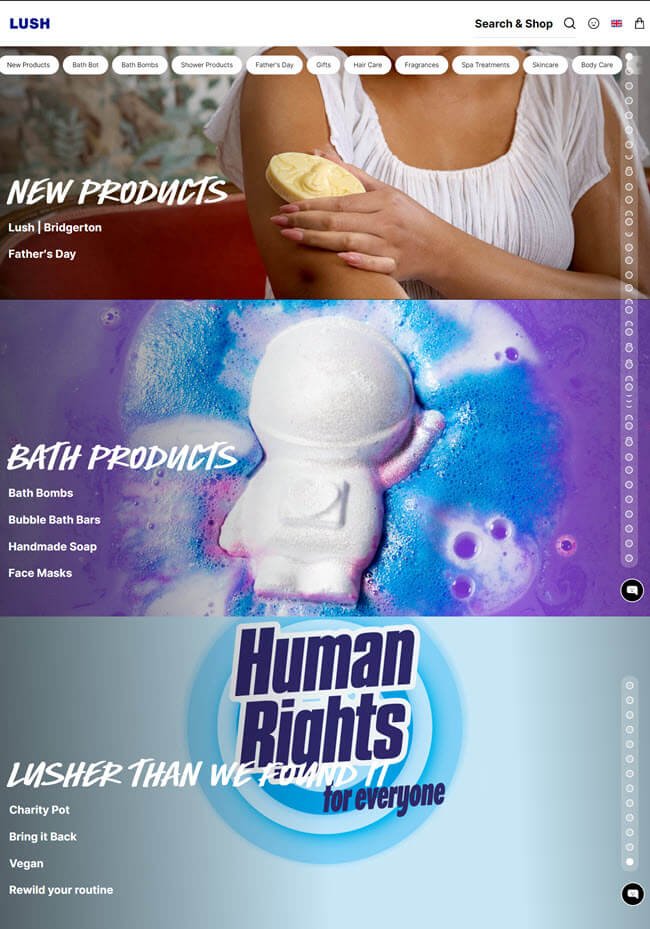 Website branding example Lush