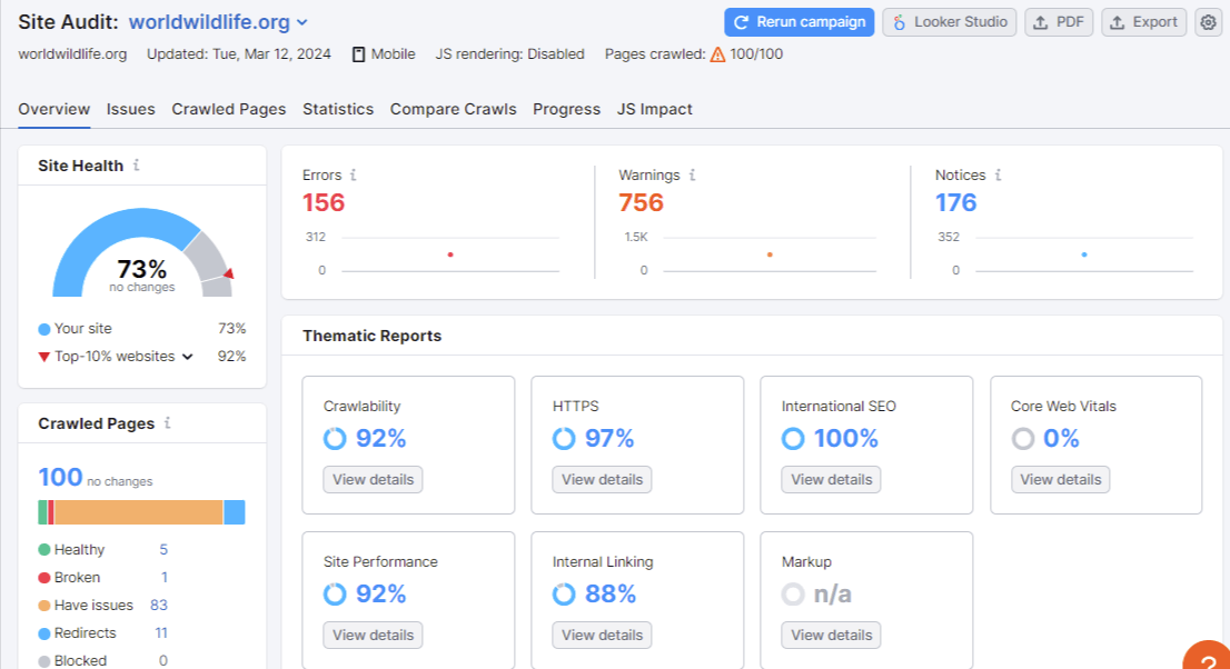 semrush site audit 1