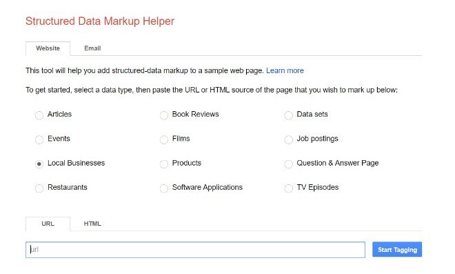 Googles Structured Data Markup Helper