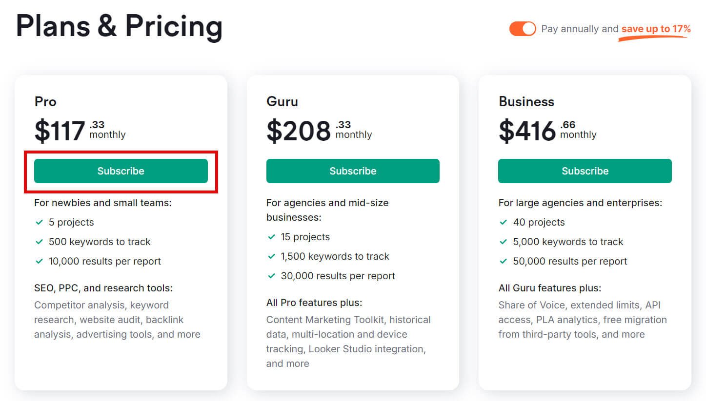 Semrush lifetime deal choose a plan 1