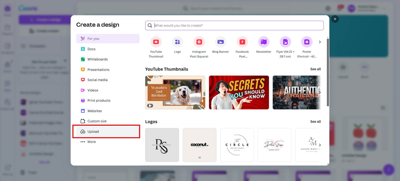 Click on Upload