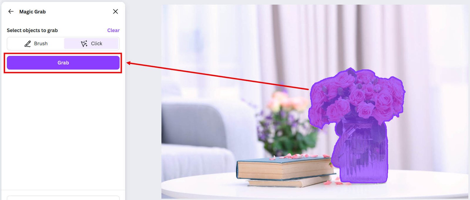 Once your areas is selected click on Grab