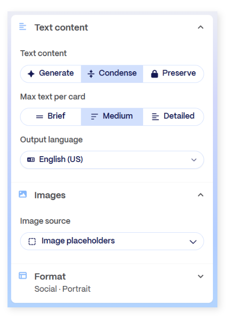 Choose content and length