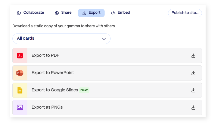 Export as powerPoint