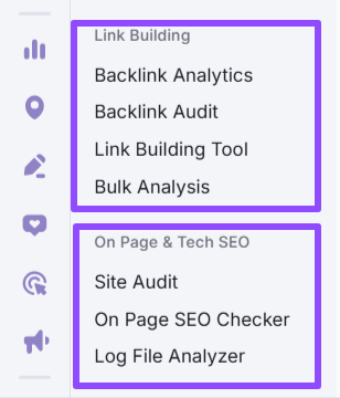 link building and tech and on page seo on semrush link building and tech and on page seo on semrush