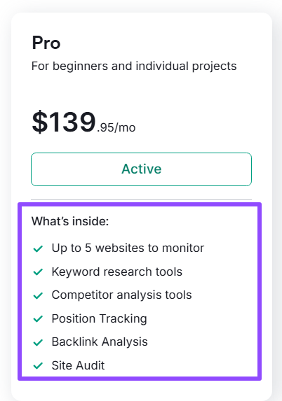 whats inside Semrush classic pro what's inside Semrush classic pro
